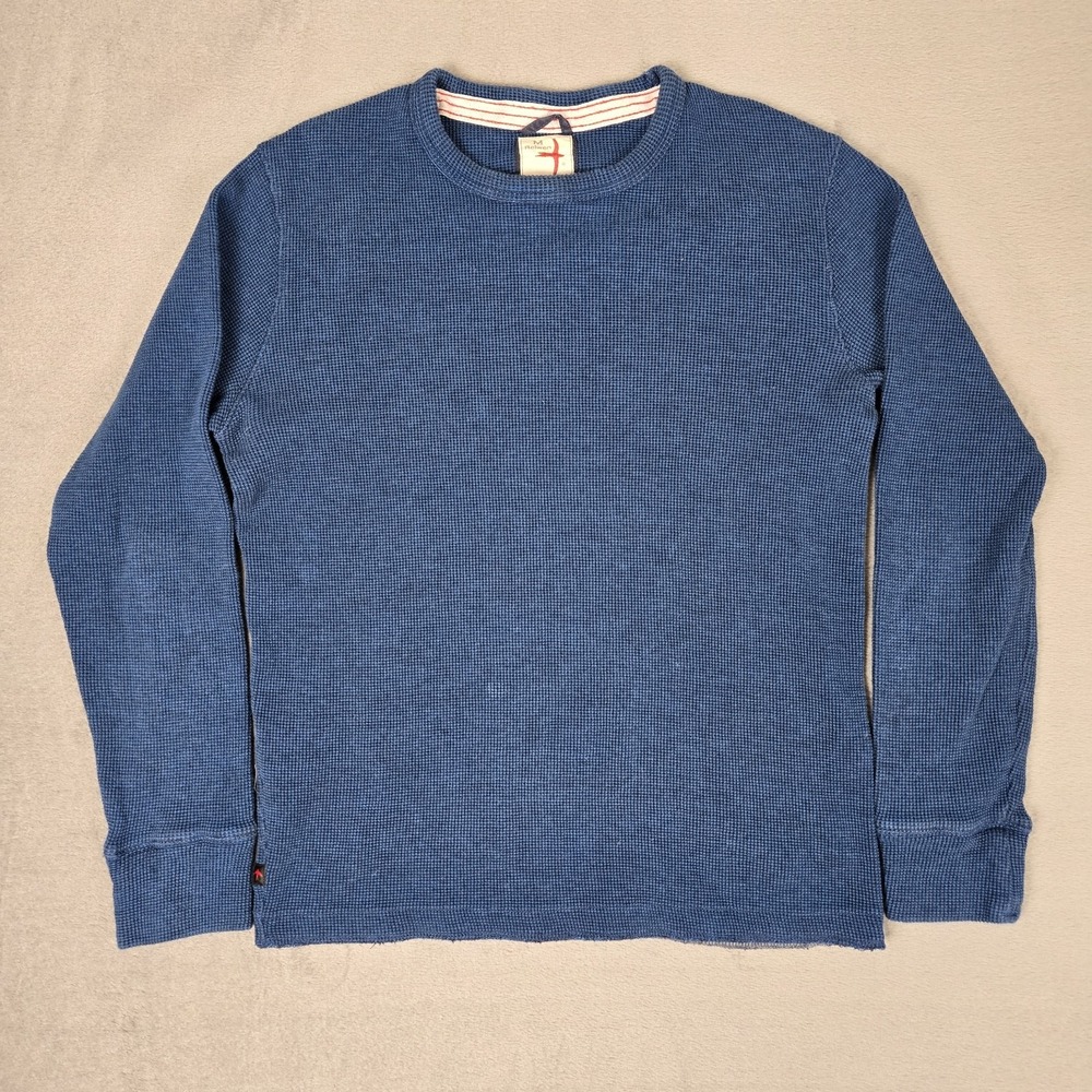 Relwen Bi-Waffle Thermal Crew Sweatshirt Mens Medium Dark Marine‎ Blue Cotton